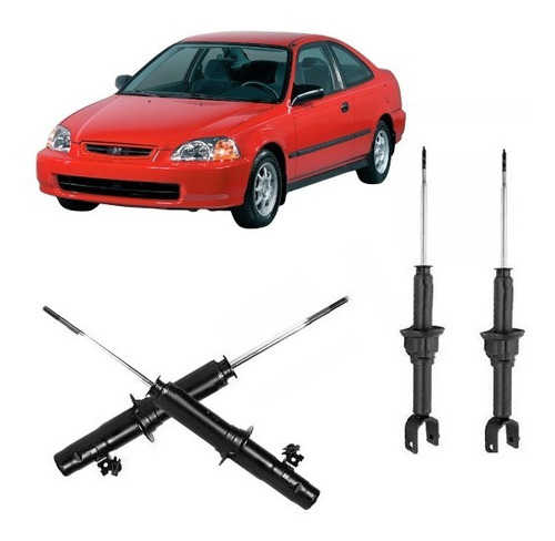 4 Amortecedores + Kit´s Batentes Do Honda Civic Ano 96/00