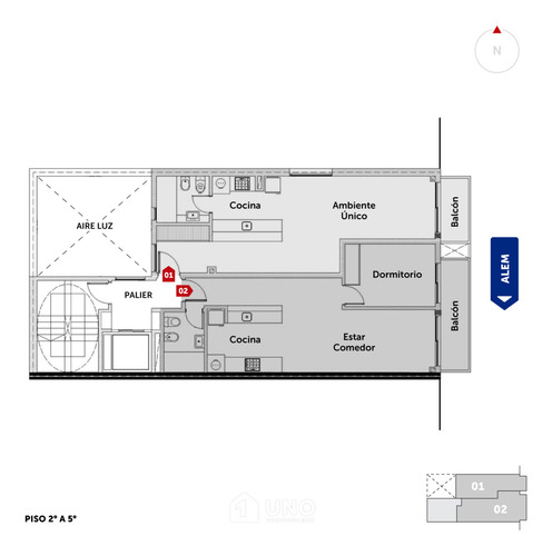 Alem Y Av. Pellegrini - Piso Exclusivo De 2 Dormitorios. Cochera Disponible.