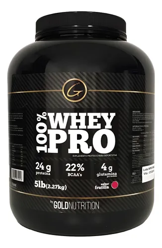 Proteína - 100% Whey Pro 5lb - Gold Nutrition Sabor Frutilla