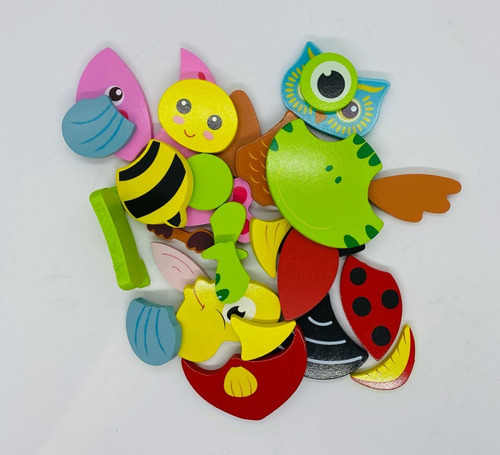 6 Rompecabezas De Madera Con Figuras De Animales Didactico