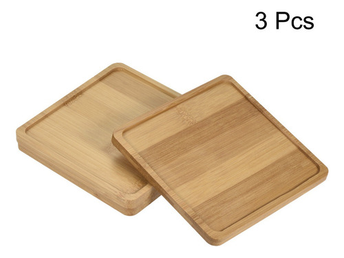 3 Base Maceta Cuadrada 5.12 BambĂș Flor Planta Color Madera