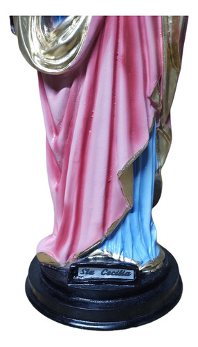 Virgen Santa Cecilia Elaborada En Resina 32 Cm