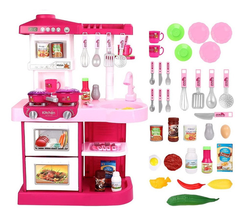 Set Cocina Infantil Juego Didáctico Minichef 37pz Calidad Color Rosa