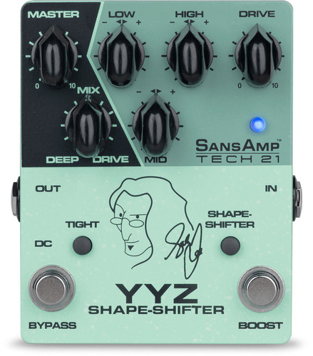 Pedal de efecto Tech 21 SansAmp Geddy Lee Signature YYZ Shape Shifter  celeste