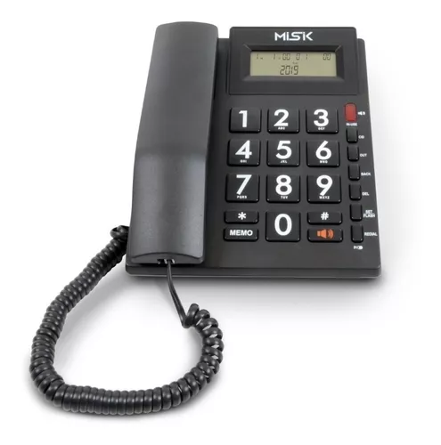  Teléfono fijo de botón grande para ancianos con altavoz, teléfono  fijo clásico de volumen ajustable para el hogar para personas mayores,  color blanco : Productos de Oficina