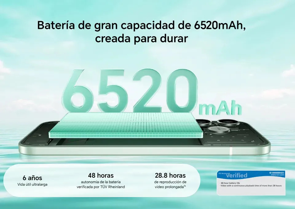 Celular HONOR 600e 8GB RAM 256GB ROM Dual Sim MediaTek Dimensity 7100 Elite Velvet Grey