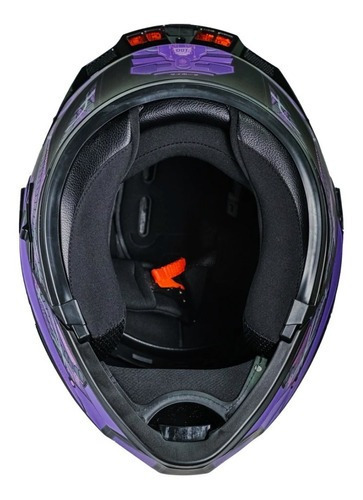 Casco Abatible Para Moto Kov Cyborg Morado/ Negro