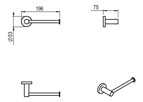 Imagen 2 de 3 de Portarrollo Baño Hidromet Dynamic Black Negro Accesorio