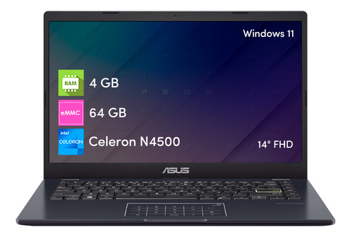 Notebook Asus Vivobook Go Celeron 4gb 64gb 14  Fhd W11 Azul
