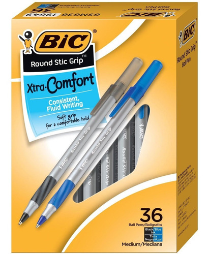 Boligrafos Bic Azul Y Negro. Caja De 36 Unidades