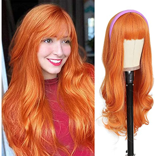 Aisi Queens Long Red Wig Con Bangs Wavy Red Wigs Para Gc9px