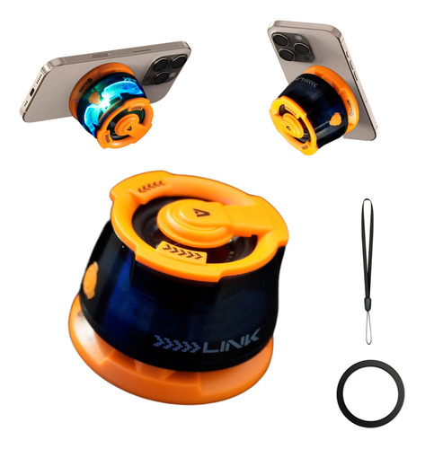 Parlante Bluetooth Portátil Aliver Link Magnético Imán Potencia Calidad Volumen Con Anillo Magnetico Magsafe Naranja