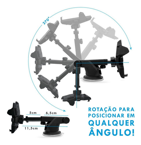 Imagem 4 de 6 de Suporte Celular Articulado Automotivo Painel Universal
