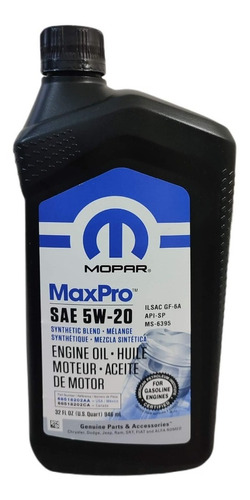 Aceite De Motor Sae 5w20 Semisintético Mopar 946ml