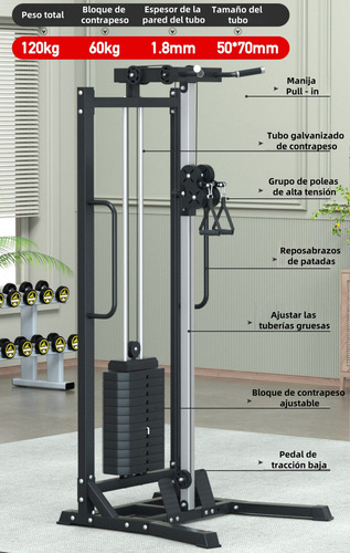 Polea Giratoria Alta Y Baja Gym Crossover Peso Integrado