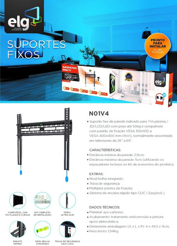 Suporte Tv Samsung 32 A 65 Com Parafusos M8x45 N01v4 ELG
