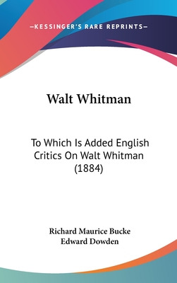 Libro Walt Whitman: To Which Is Added English Critics On ...