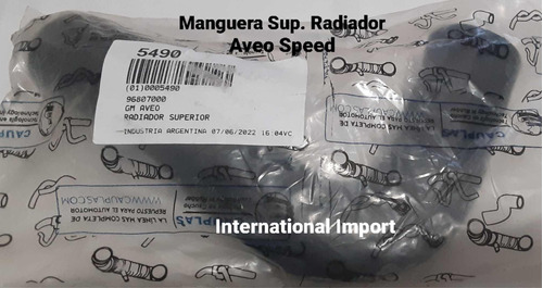 Manguera Superior Radiador Aveo Speed 3p 96807000 Couplas