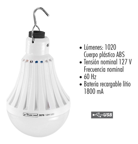 Foco De Emergencia Recargable Led 12w Lion Tools
