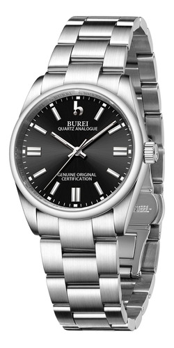 Reloj Mujer Burei 8005-l2 Cuarzo 35mm Pulso Plateado