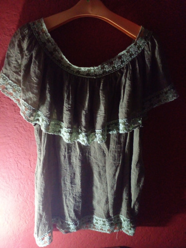 Blusa Bambula  Tipo Campesina Talle M Muy Amplia Largo 59 Cm