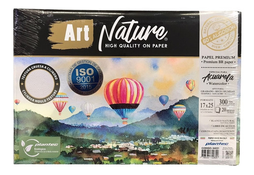 Imagen 1 de 2 de Art Nature Papel Premium Acuarela 17x25 300g 20h 60%aLG