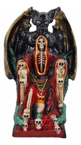 Figura Santa Muerte En Trono De Poder Con Diablo 36 Cm Curad