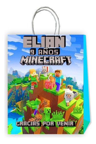 Bolsas Cumpleaños Personalizadas Minecraft #d7 10 Unidades
