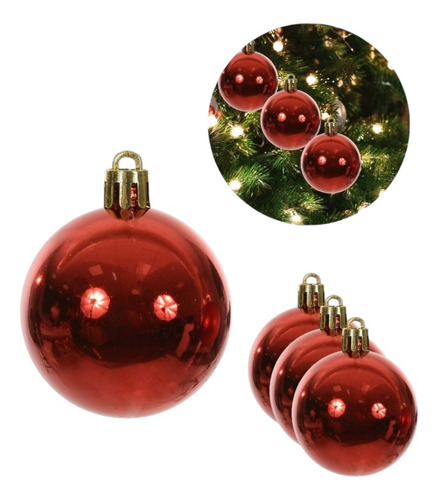 Pacote De Bolas De Natal Florarte Vermelhas Com 3un De 6cm
