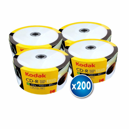 Pack 200 Unidades Cd Imprimible Kodak 52x 700mb 80 Min