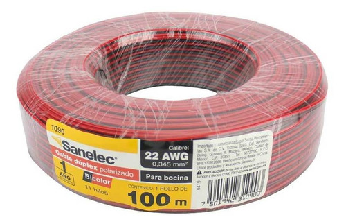 Cable Duplex Polarizado Santul Para Bocina 100m Calibre 22