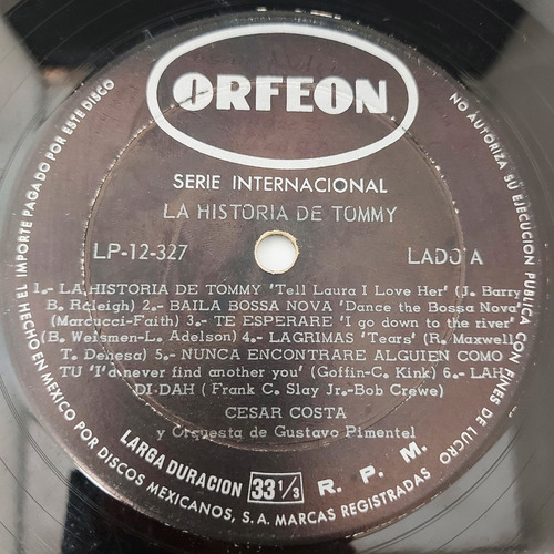 Cesar Costa - La Historia De Tommy Lp