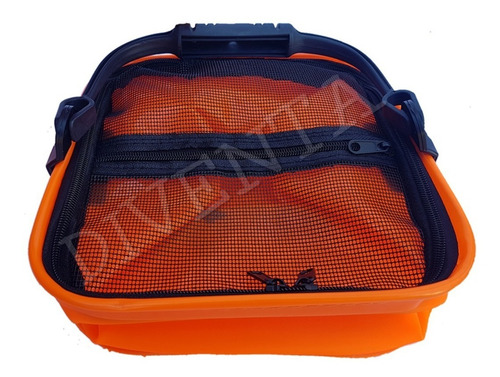 Imagen 4 de 4 de Balde Plegable Porta Carnada Ultra Resistente No Ocupa Lugar