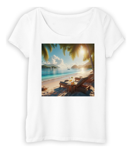 Remera Mujer Playa Vacaciones Mar Arena Tragos Relax