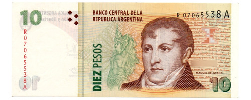 Billete 10 Pesos Conv Segundo Dis Reposicion Bottero 3448 Ex