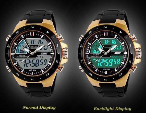 Relógio Masculino Esportivo Digital Dourado Prova D'agua