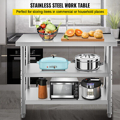 Vevor Stainless Steel Work Prep Table 48 X14 With Under Zzi