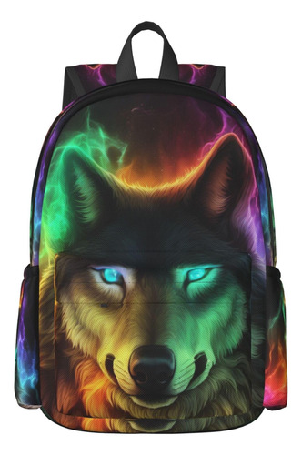 Fehuew Mochila De 16 Pulgadas Con Estampado Completo De Lobo