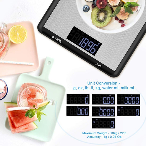 Bascula Peso Digital Precision Cocina 10kilos Acero Inox