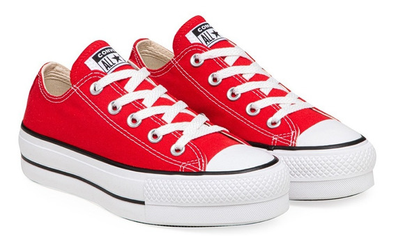 converse plataforma blancas y rojas