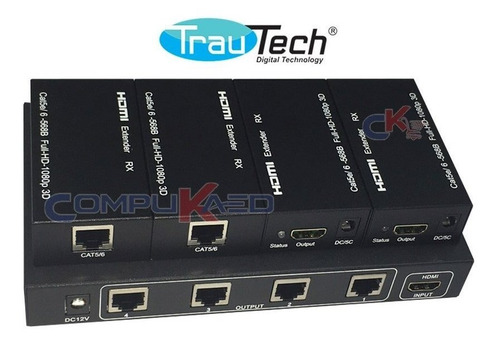Splitter Extender Hdmi 1 X 4 Salidas Rj-45 De 60 Mt Trautech
