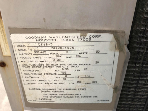 3 Aires Acondicionado Central Goodman 12000 Frio Calor Envio (Usado)