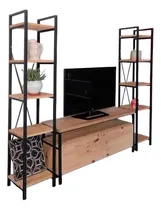 Comprar Rack De Tv C\u002F Columnas En Hierro Y Madera Estilo Industrial