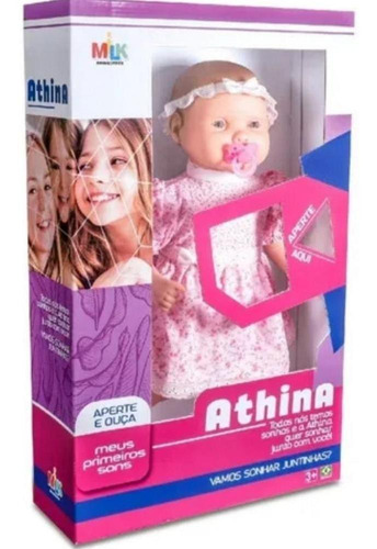 Boneca Bebezão Menina Athina Com Som - Milk Brinquedos 