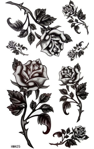 Pegatinas De Tatuajes Impermeables  Rosa Negra 