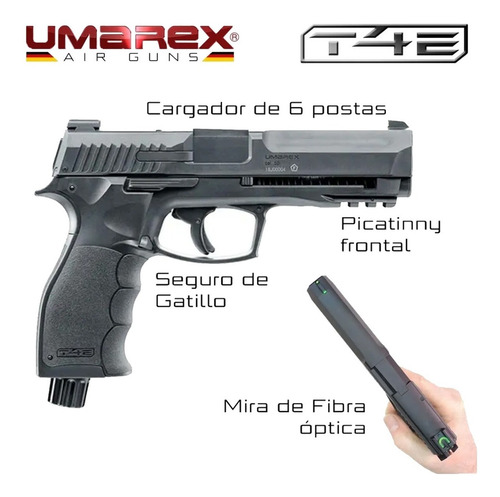 Imagen 4 de 10 de Pistola Hdp Disuasiva Co2 Postas Goma Umarex Potenciada