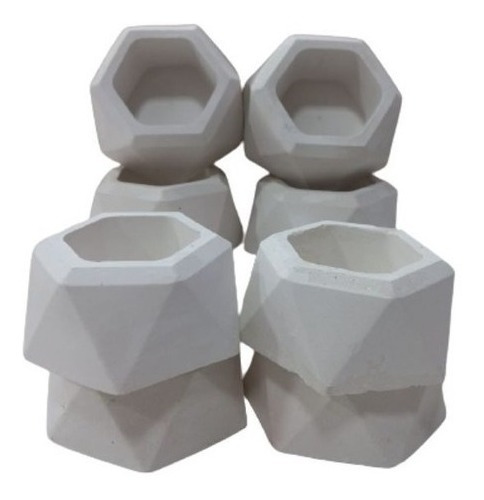 Mini Macetas Hexagonales Cemento Blanco Evento Souvenir X10