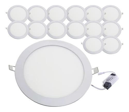 NET MIX Kit 15 Painel Plafon Led Redondo Embutir 25w 24w Bivolt -057 Cor Branco Voltagem 110v/220v