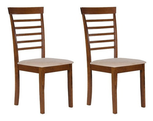 Sillas De Comedor Moderna Tapizada Montreal Set X2 Color De La Estructura De La Silla Marrón Color Del Asiento Beige