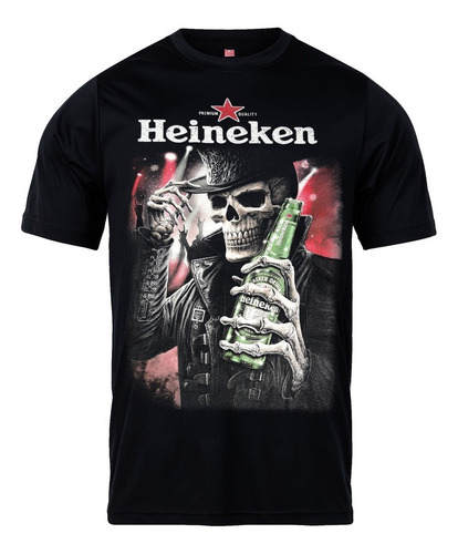 Remera Algodon Yorkstone Calavera Heineken Talles Especiales